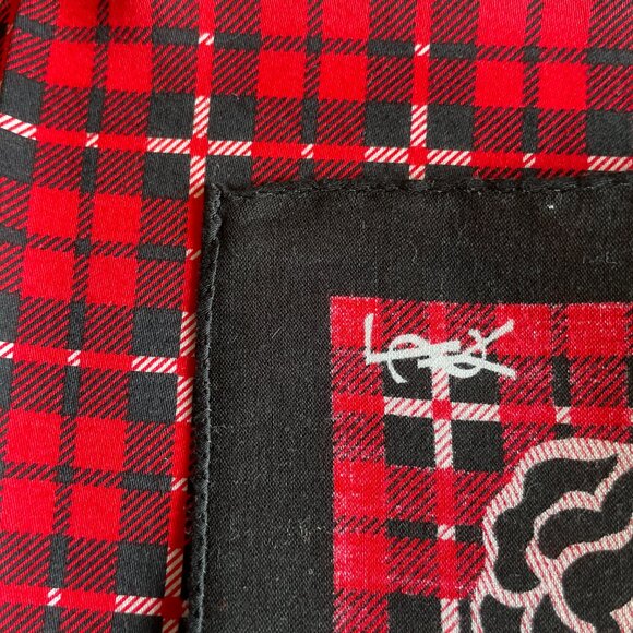 Yves Saint Laurent Vintage Cotton Scarf – Plaid Floral Design - Picture 9 of 9
